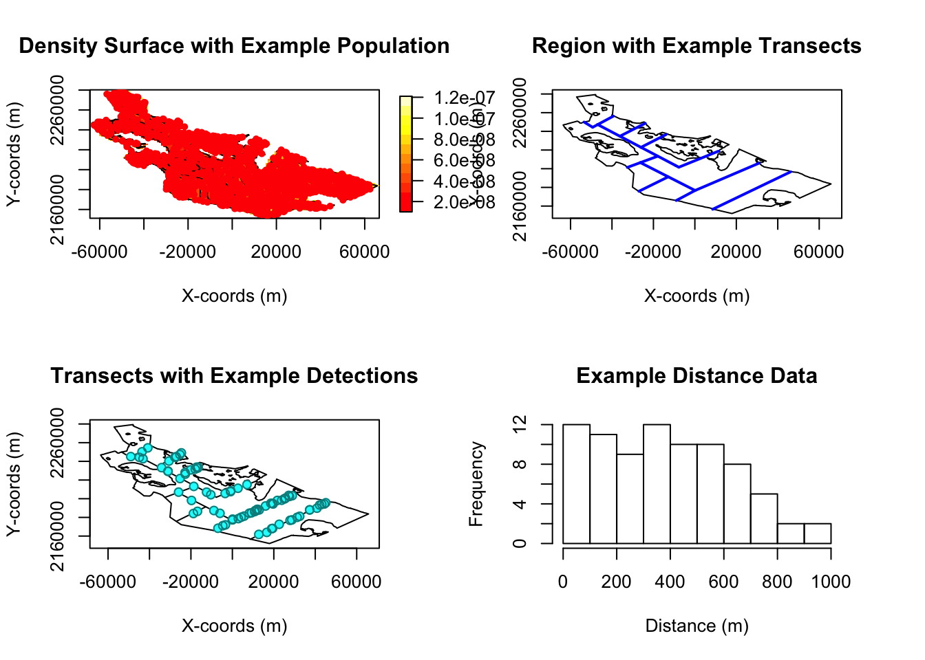 Region, population, transects, detections