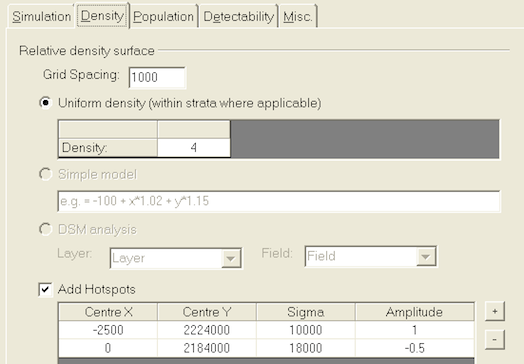 Properties Pages: Density tab